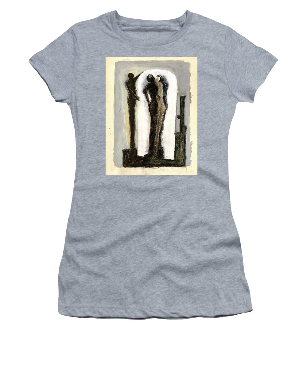 Silhouettes Women's T-Shirt featuring the drawing Into The Light by David Euler