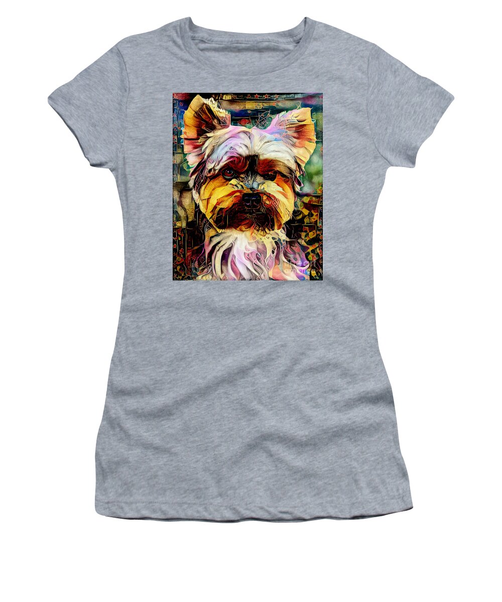 Wingsdomain Women's T-Shirt featuring the photograph Introducing Alexander The Great Magician Yorkshire Terrier Dog 20210916 by Wingsdomain Art and Photography