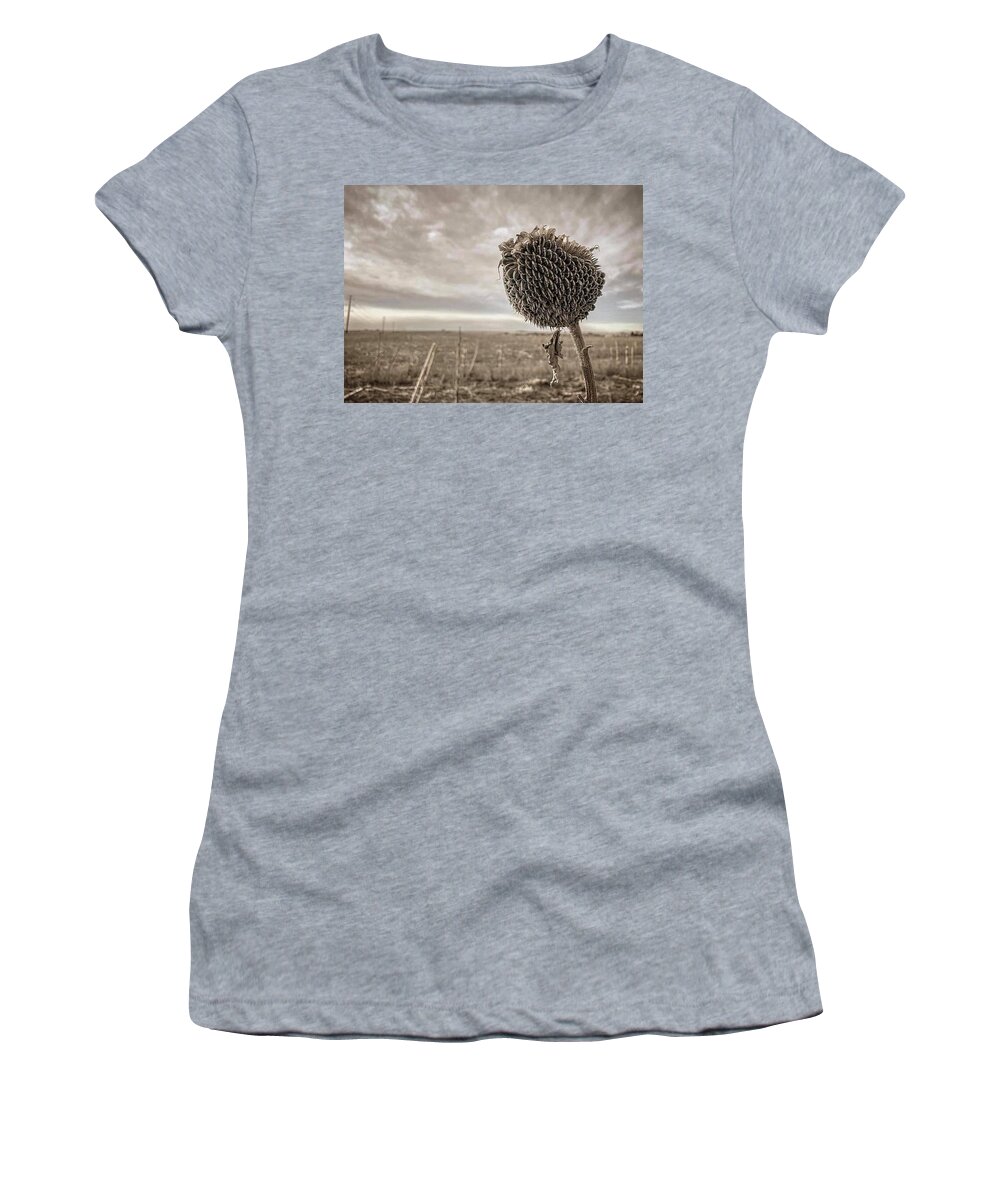 Iphonography Women's T-Shirt featuring the photograph iPhonography Sunflower 1 by Julie Powell