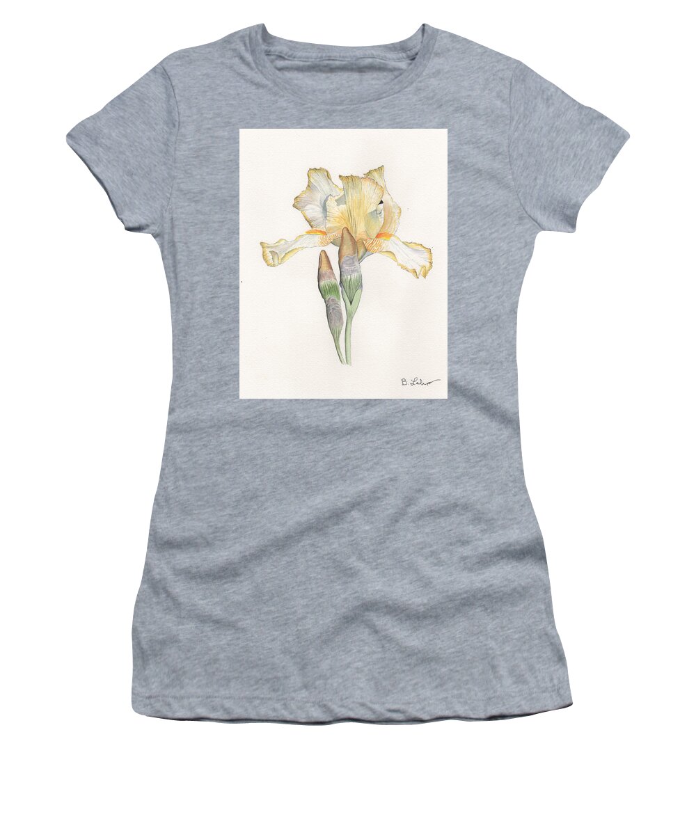 Iris Women's T-Shirt featuring the painting Iris with a Midas Touch by Bob Labno