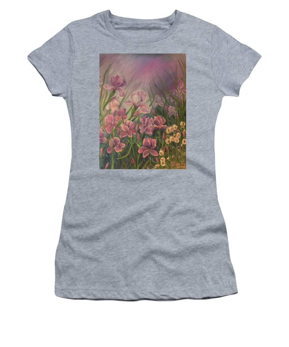 Floral Women's T-Shirt featuring the painting Irises by Barbara Landry