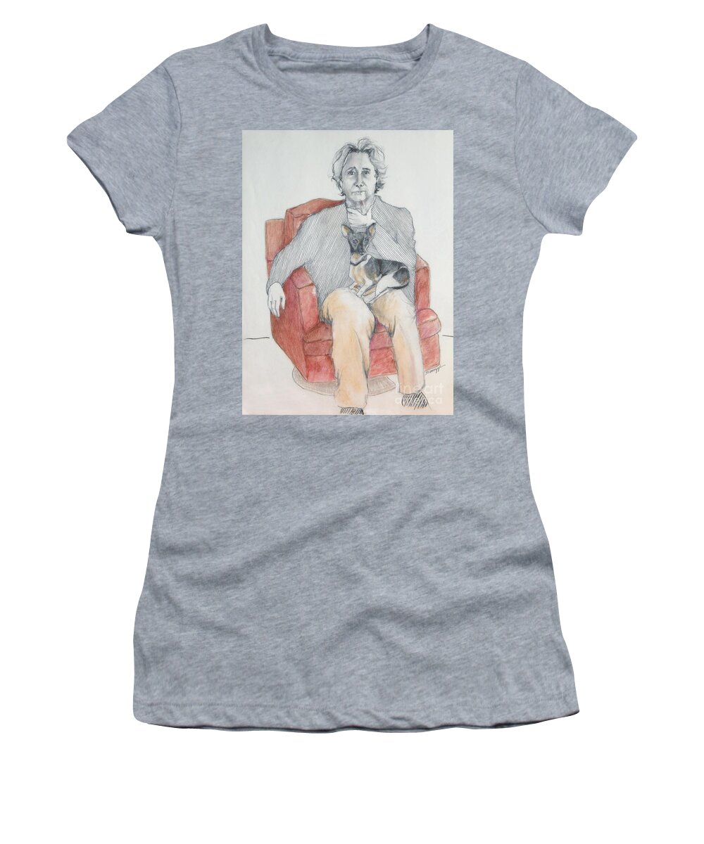 Dog Women's T-Shirt featuring the drawing Irving . . . Oh, and Steve by Jayne Somogy