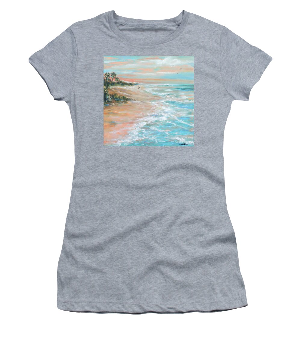 Tropical Women's T-Shirt featuring the painting Island Romance by Linda Olsen