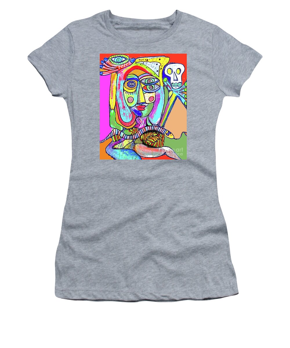 Sandra Silberzweig Women's T-Shirt featuring the painting Paradise Lost Reality Found by Sandra Silberzweig