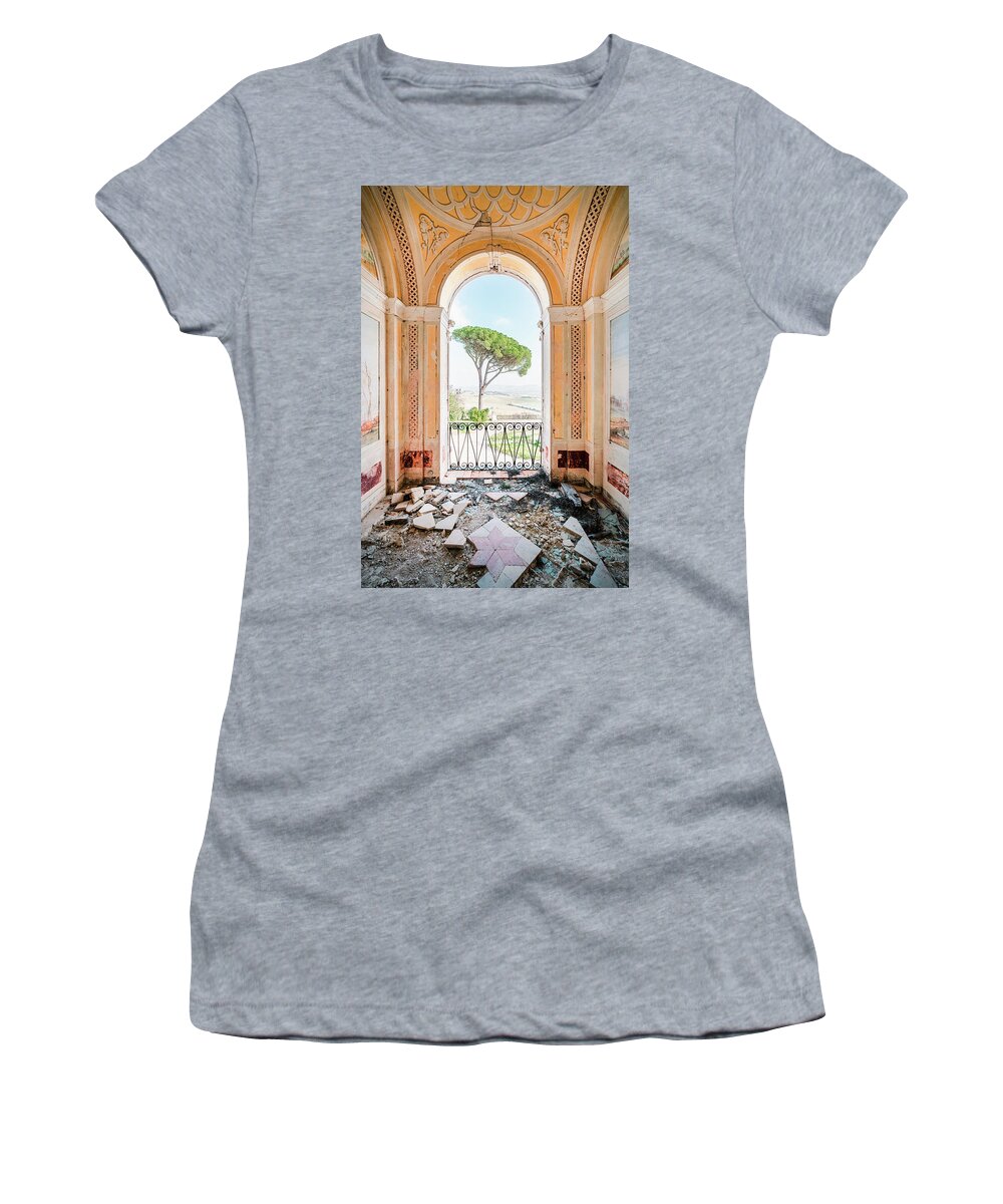 Abandoned Women's T-Shirt featuring the photograph Italian View in Decay by Roman Robroek