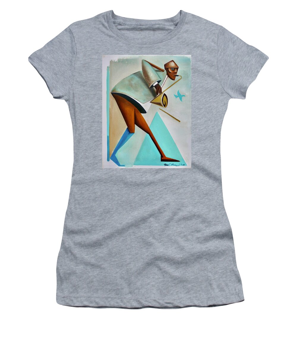 Jazz Women's T-Shirt featuring the painting It's A Bird by Martel Chapman
