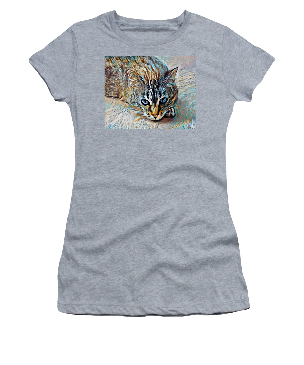 Pet Portrait Women's T-Shirt featuring the digital art Itsy 3 by Artistic Mystic