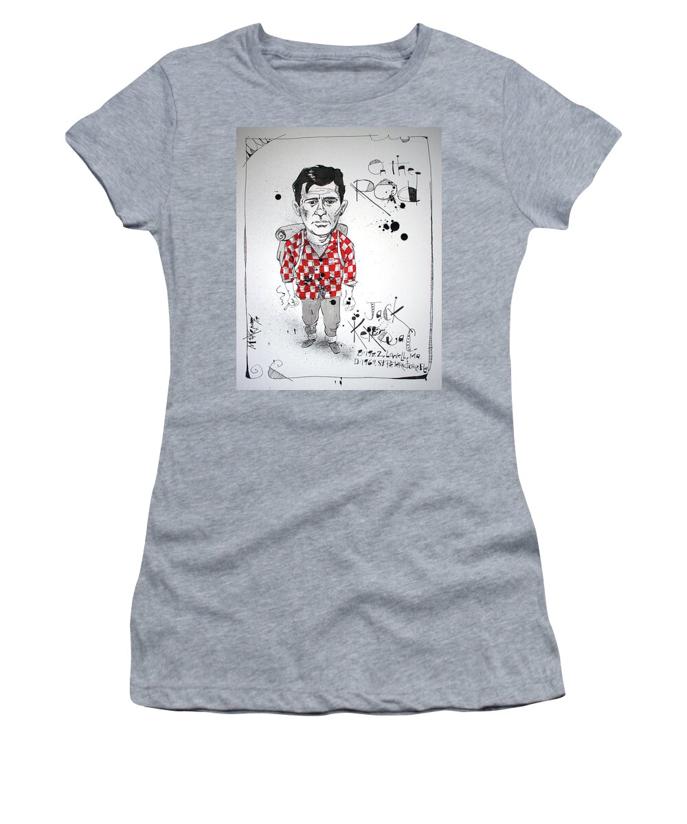  Women's T-Shirt featuring the drawing Jack Kerouac by Phil Mckenney