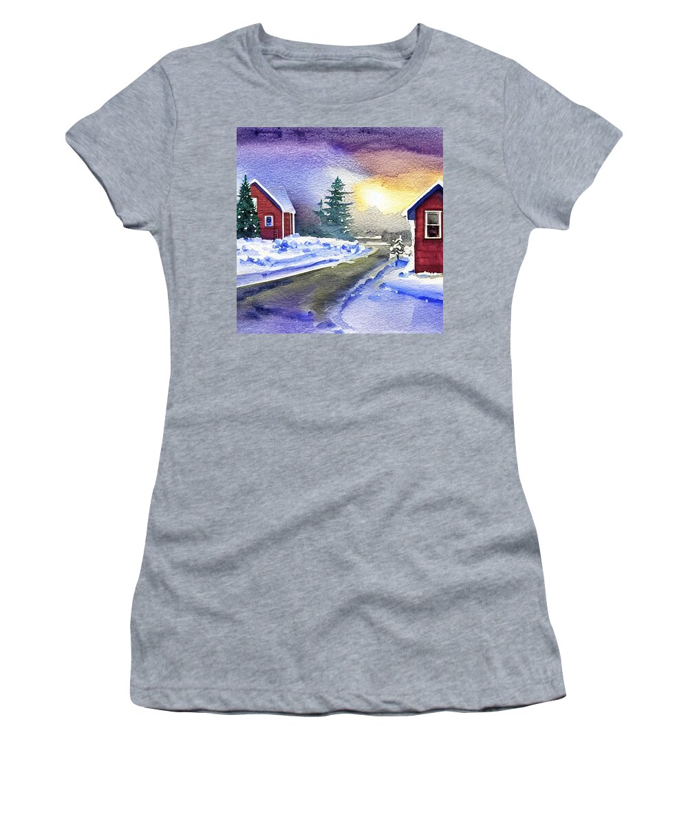 Jackson Ave Women's T-Shirt featuring the painting Jackson Ave, Pequannock 1933 by Christopher Lotito