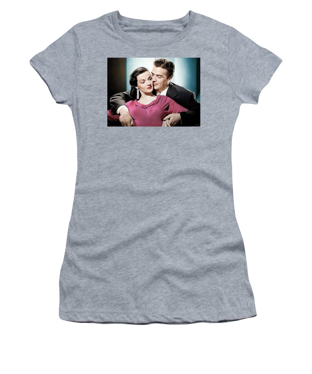 Jane Women's T-Shirt featuring the photograph Jane Russell and Victor Mature by Movie World Posters
