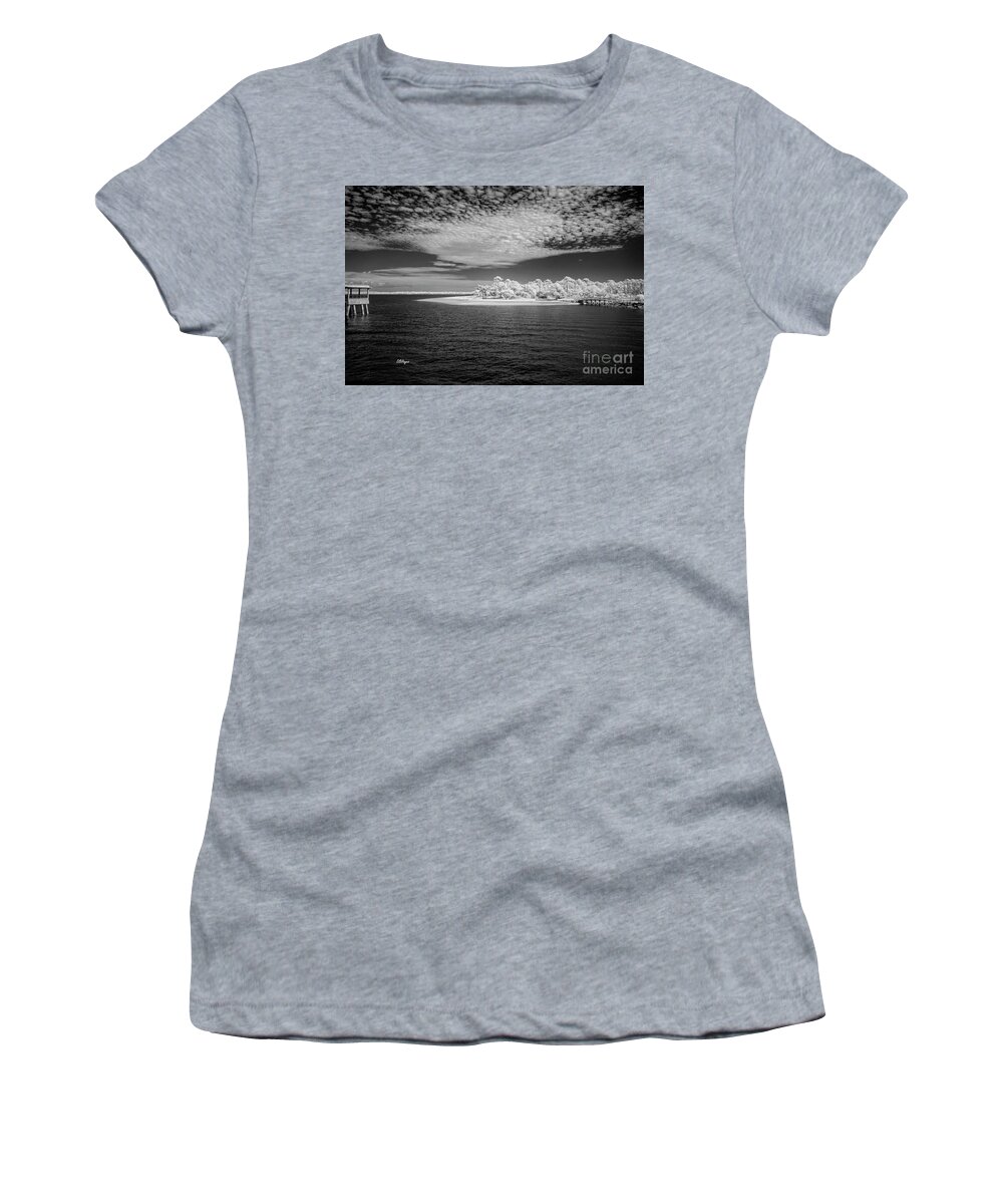 Black Women's T-Shirt featuring the photograph Jekyll Island Treasure in Black and White Infrared PhotoArt by DB Hayes