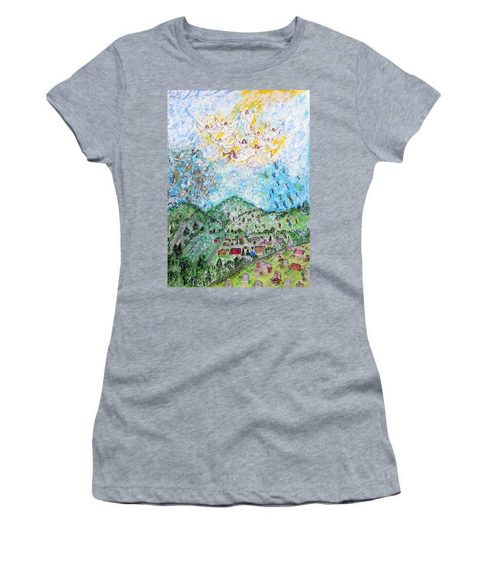 Jesus Women's T-Shirt featuring the painting Jesus Returns by Kathy Marrs Chandler