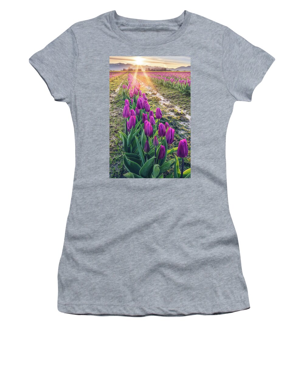 Tulips Women's T-Shirt featuring the photograph Jewel Tone Tulips by Michael Rauwolf