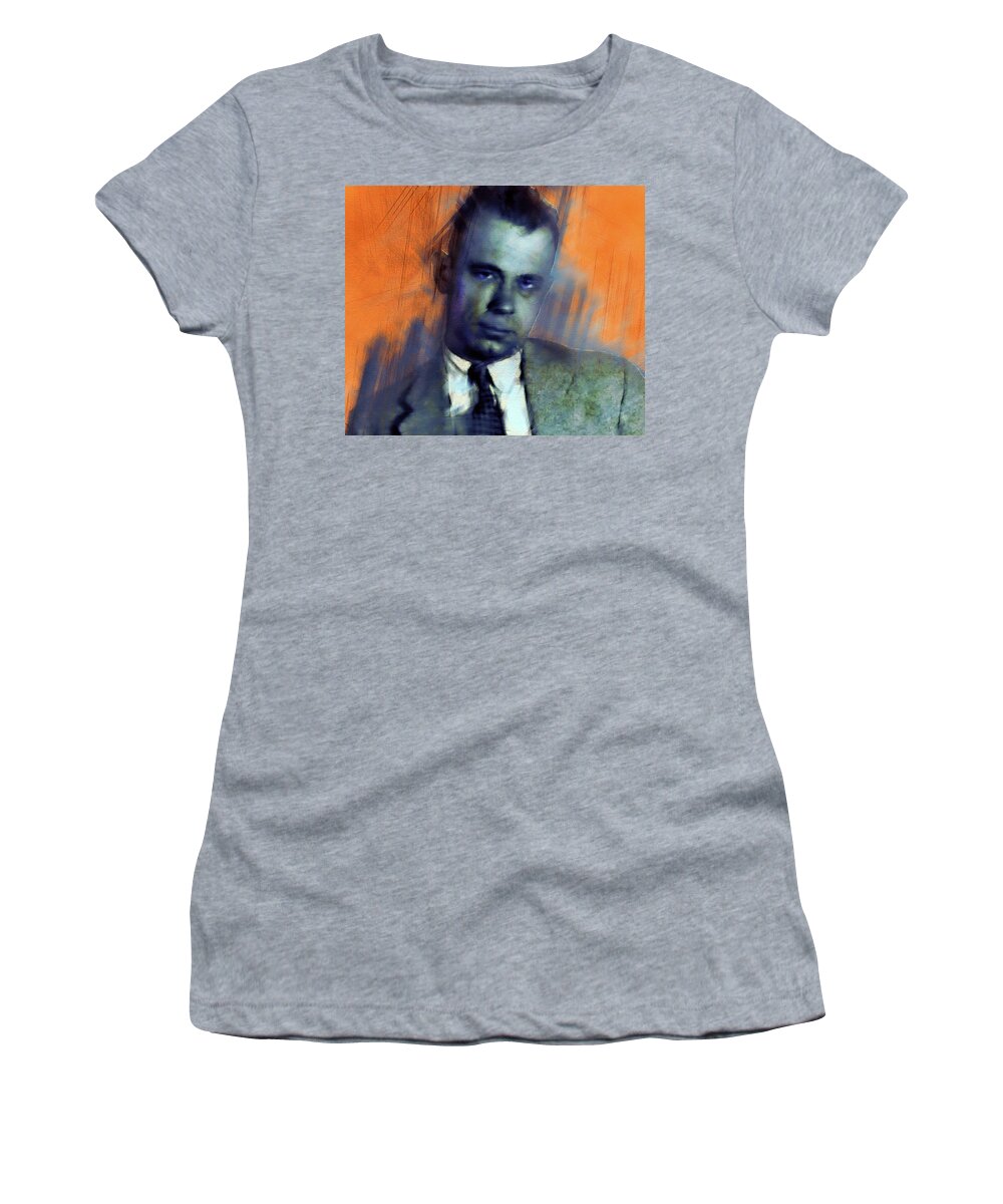 John Herbert Dillinger Women's T-Shirt featuring the mixed media John Herbert Dillinger by Pheasant Run Gallery