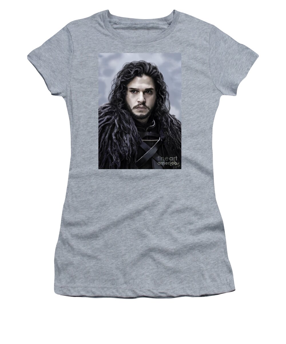 Jon Snow - GOT Digital Portrait Women's T-Shirt Gururaj Pixels