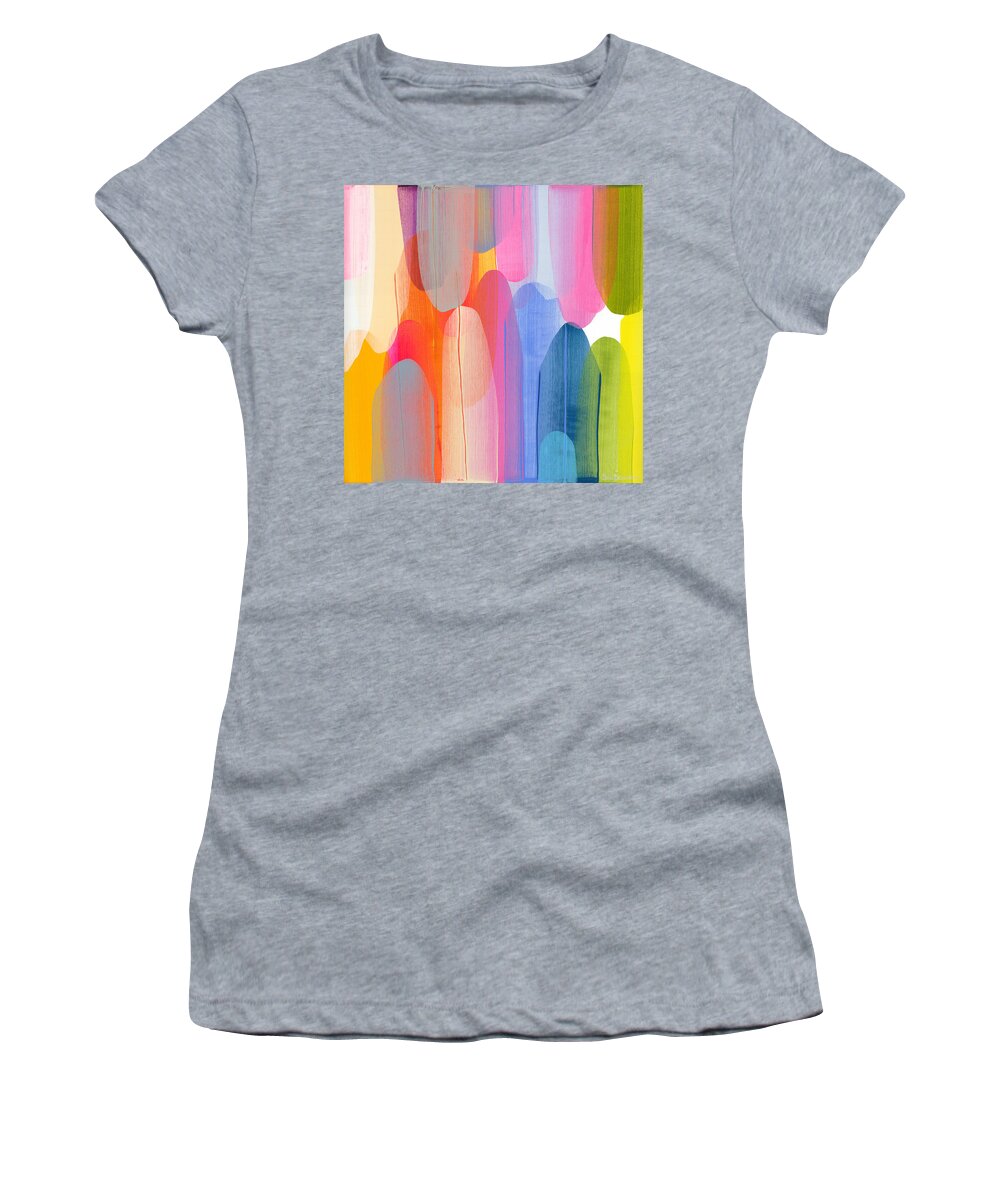 Abstract Women's T-Shirt featuring the painting Joy and Laughter by Claire Desjardins