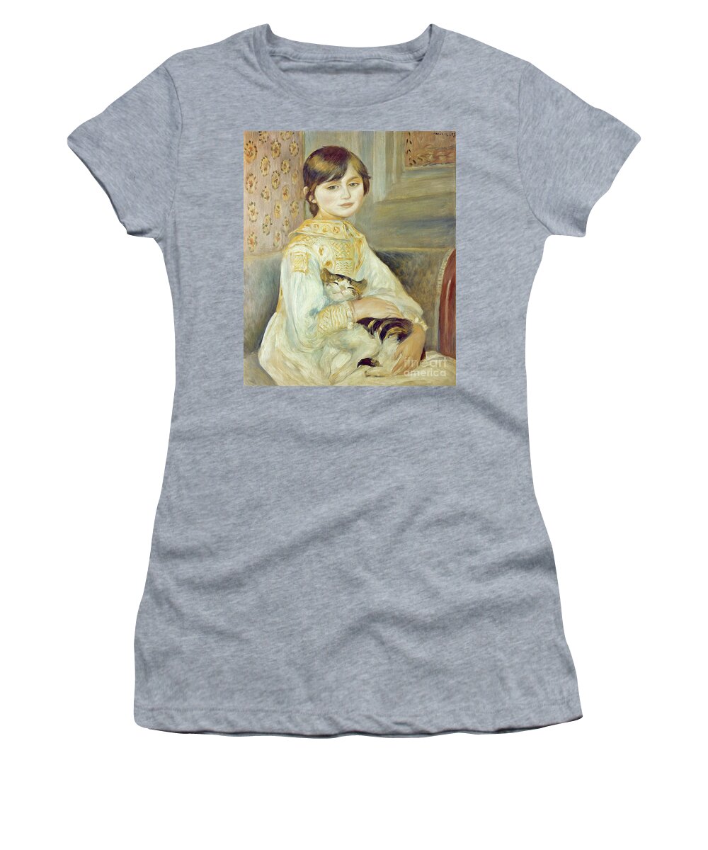 Julie Women's T-Shirt featuring the painting Julie Manet with Cat by Pierre Auguste Renoir