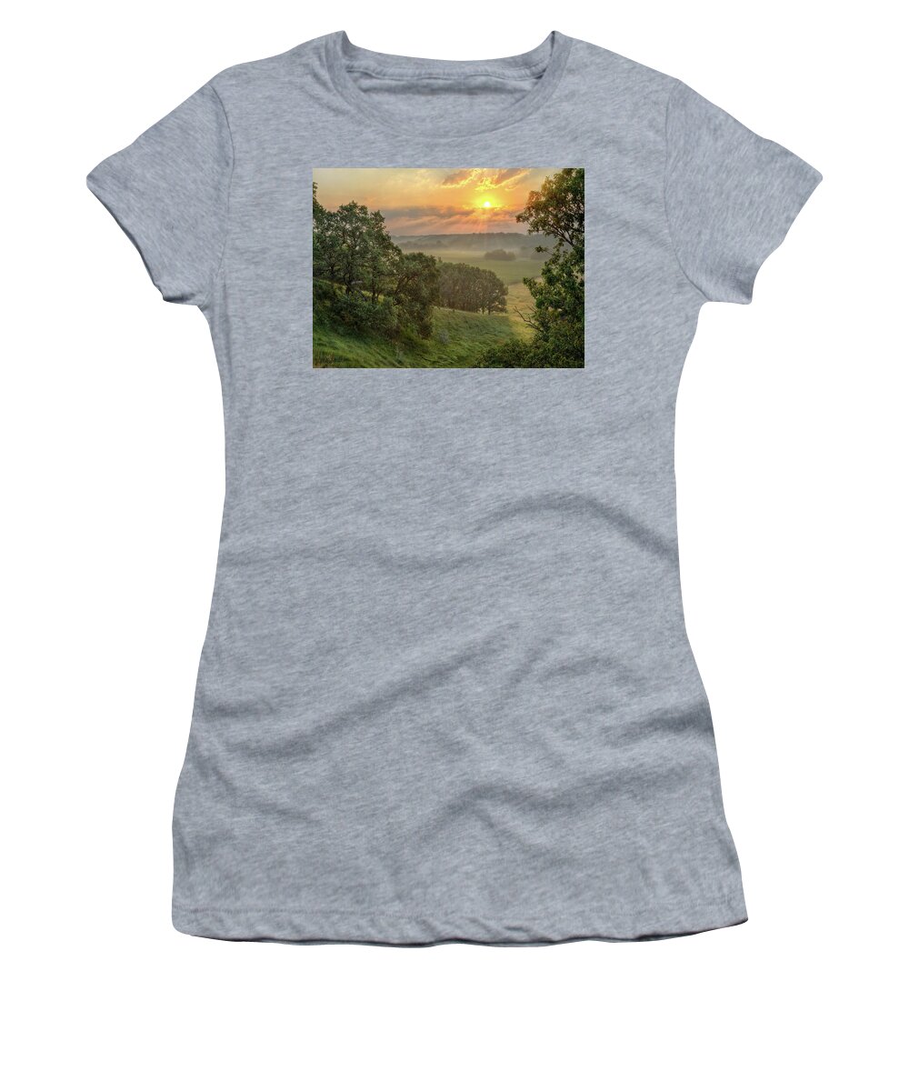 Summer Landscapes Women's T-Shirt featuring the photograph July Morning Along the Ridge by Bruce Morrison