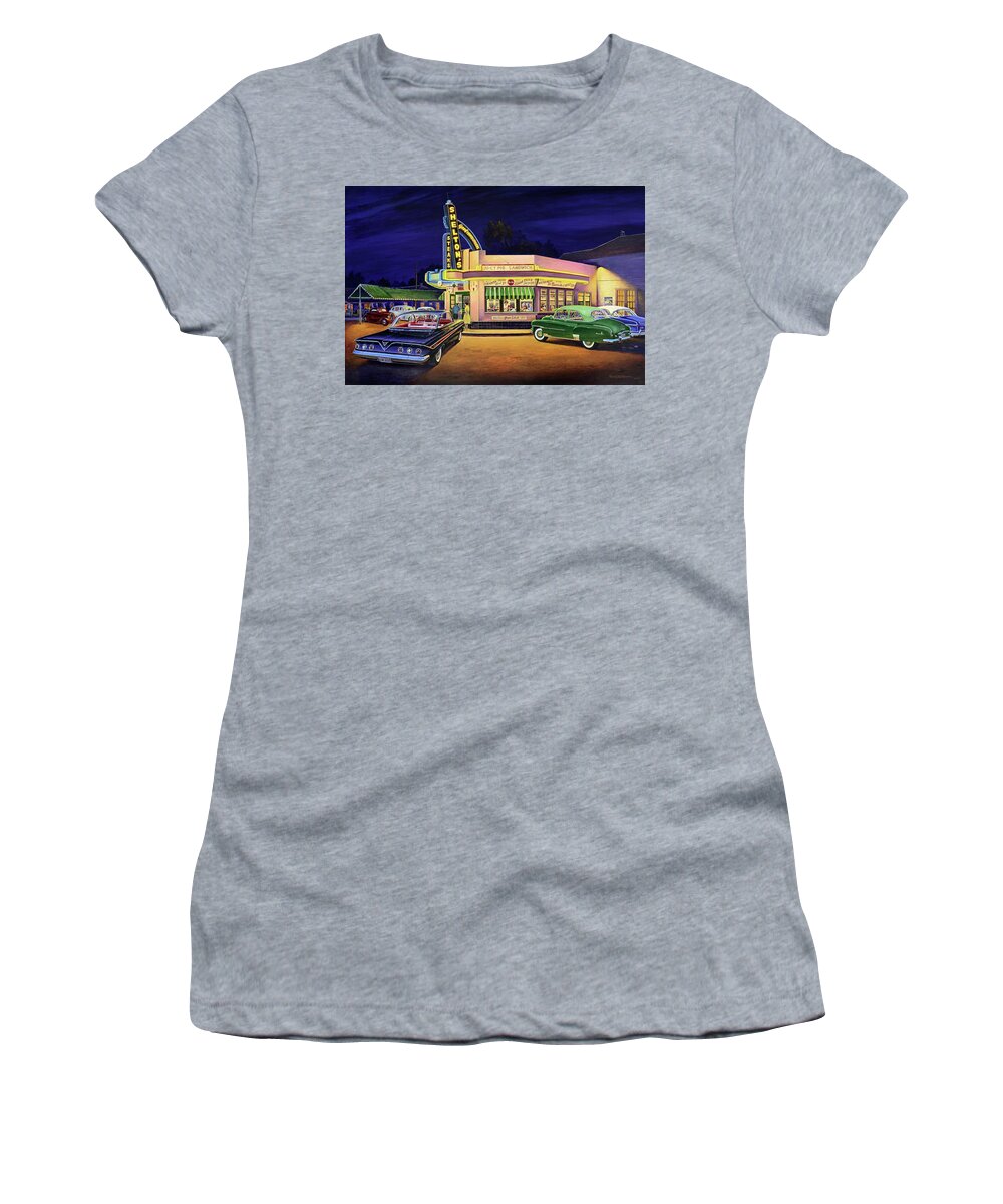 Shelton's Diner Women's T-Shirt featuring the painting Just Married by Randy Welborn