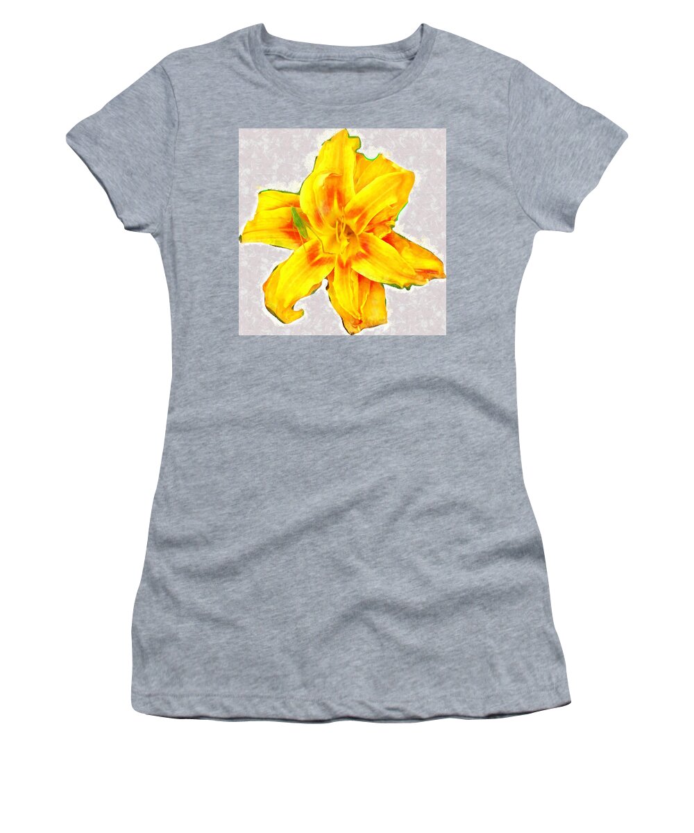 Katydid Women's T-Shirt featuring the mixed media Katydid on Daylily by Christopher Reed
