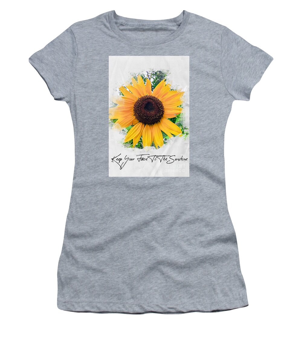 Sunflower Women's T-Shirt featuring the photograph Keep Your Face To The Sunshine by Claudia Zahnd-Prezioso