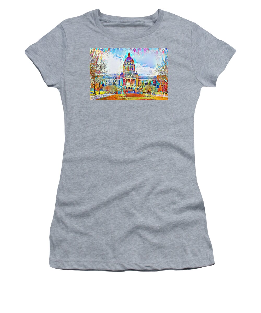 Wingsdomain Women's T-Shirt featuring the photograph Kentucky State Capitol in Contemporary Whimsical Motif 20210206 by Wingsdomain Art and Photography