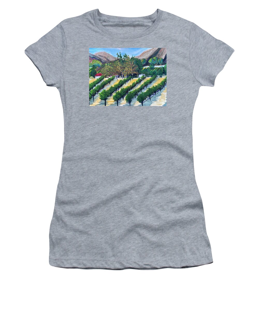 Somerset Winery Women's T-Shirt featuring the painting Kirk's View at Somerset by Roxy Rich