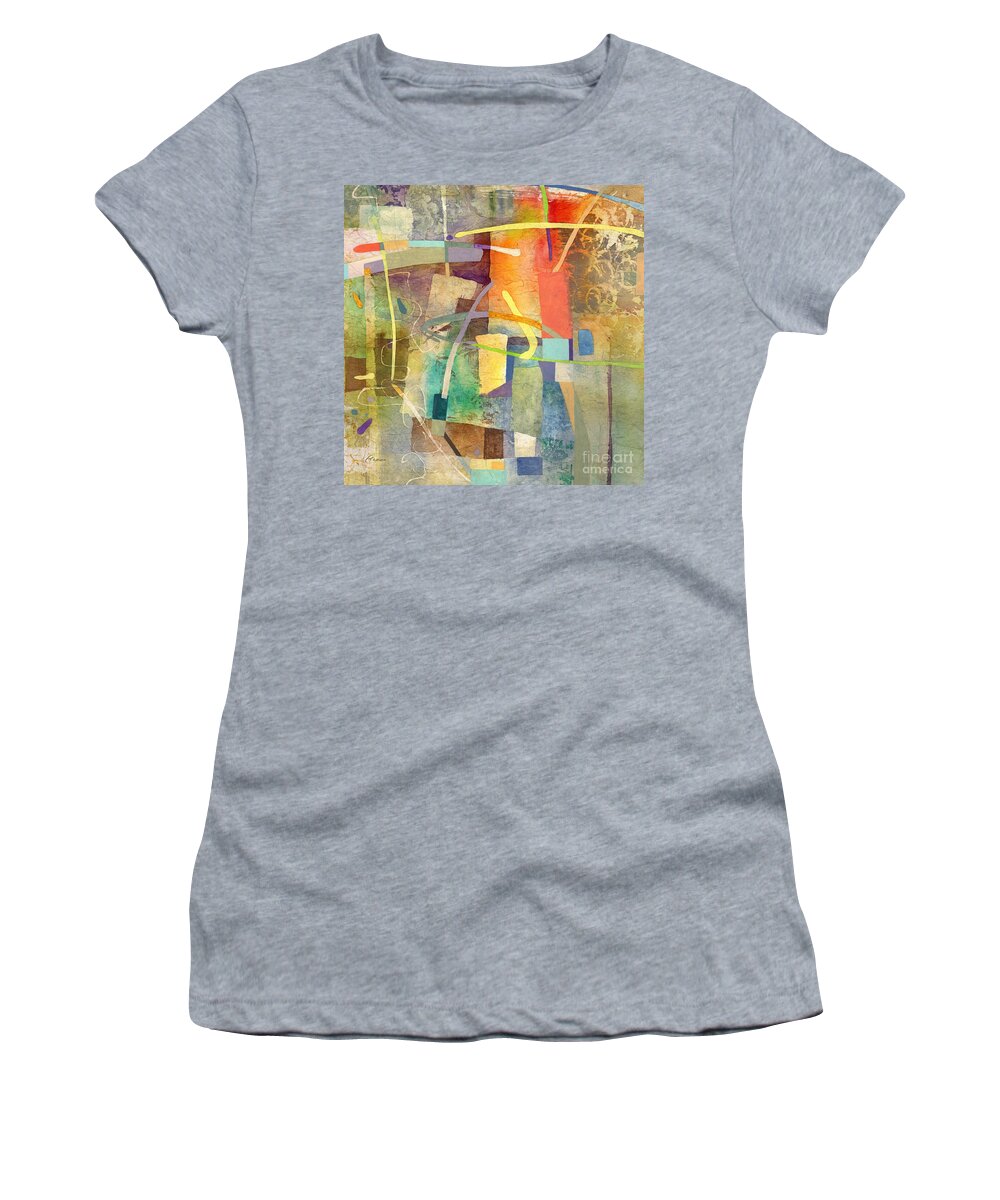 Kismet Women's T-Shirt featuring the painting Kismet-Yellow by Hailey E Herrera