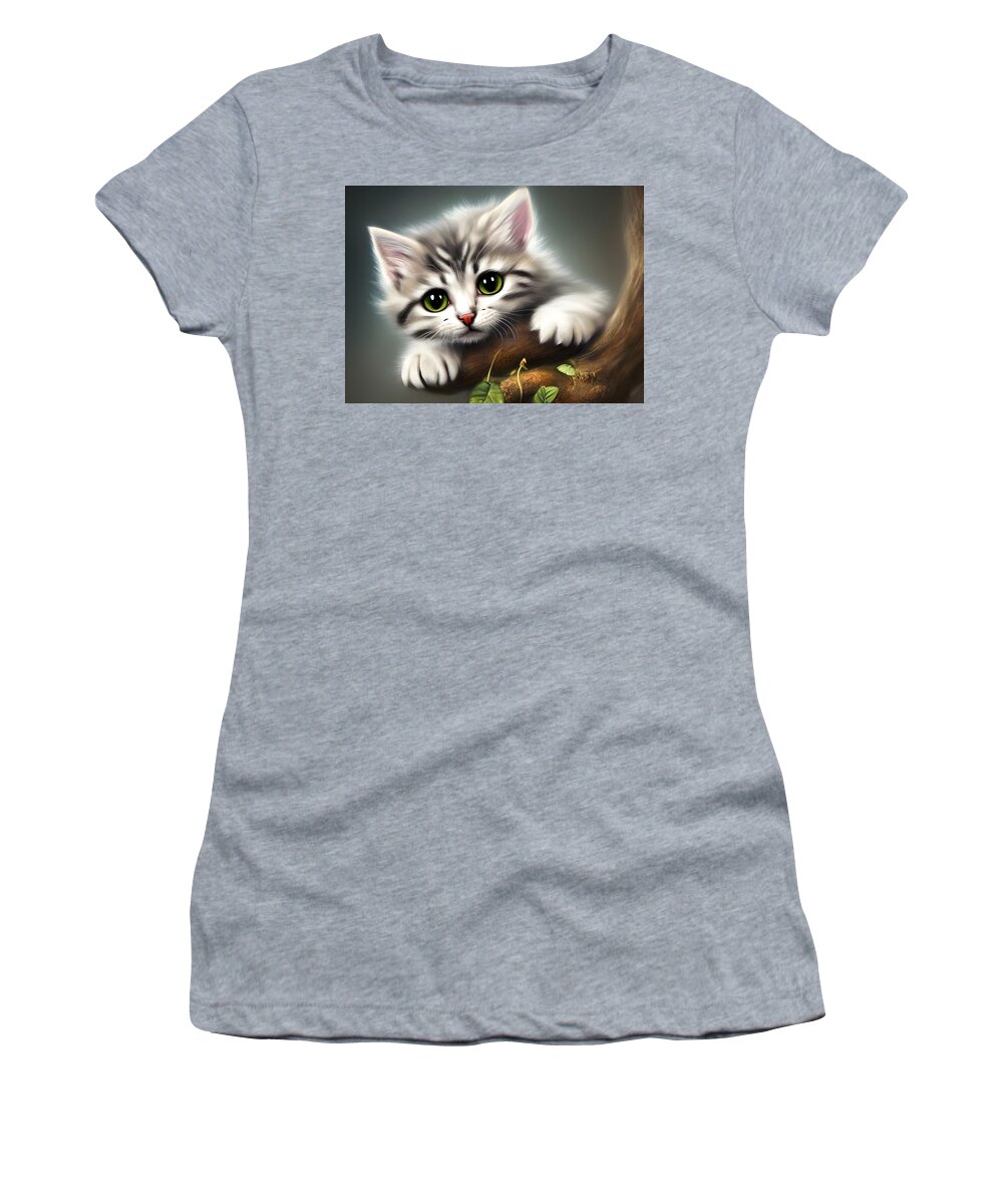 Digital Women's T-Shirt featuring the digital art Kitty 1 by Beverly Read