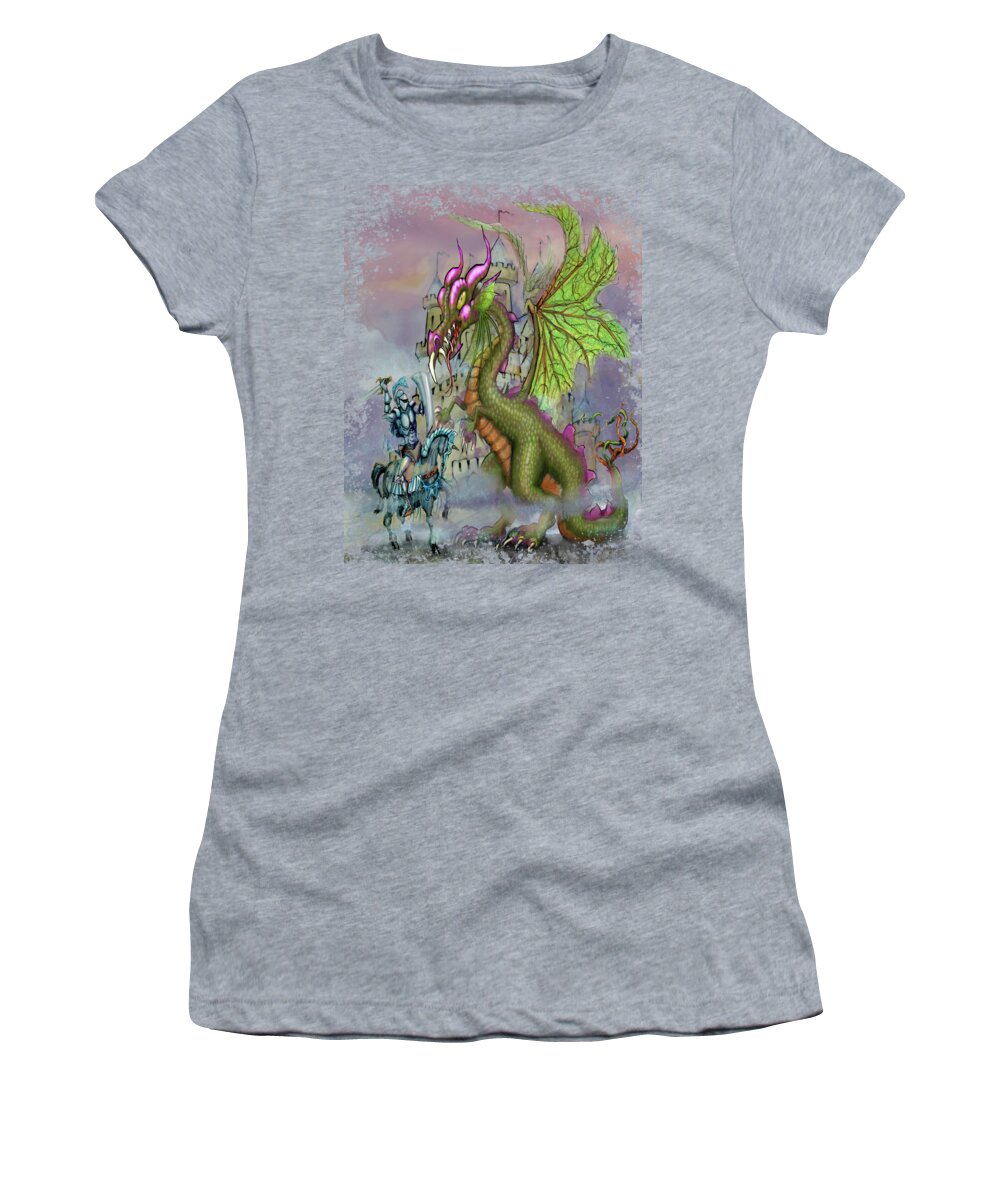 Knight Women's T-Shirt featuring the digital art Knight n Dragon n Castle by Kevin Middleton