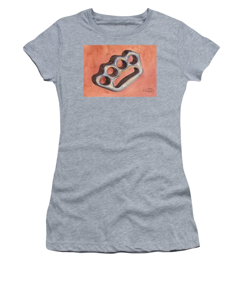 Brass Women's T-Shirt featuring the painting Knuckle Duster by Ken Powers