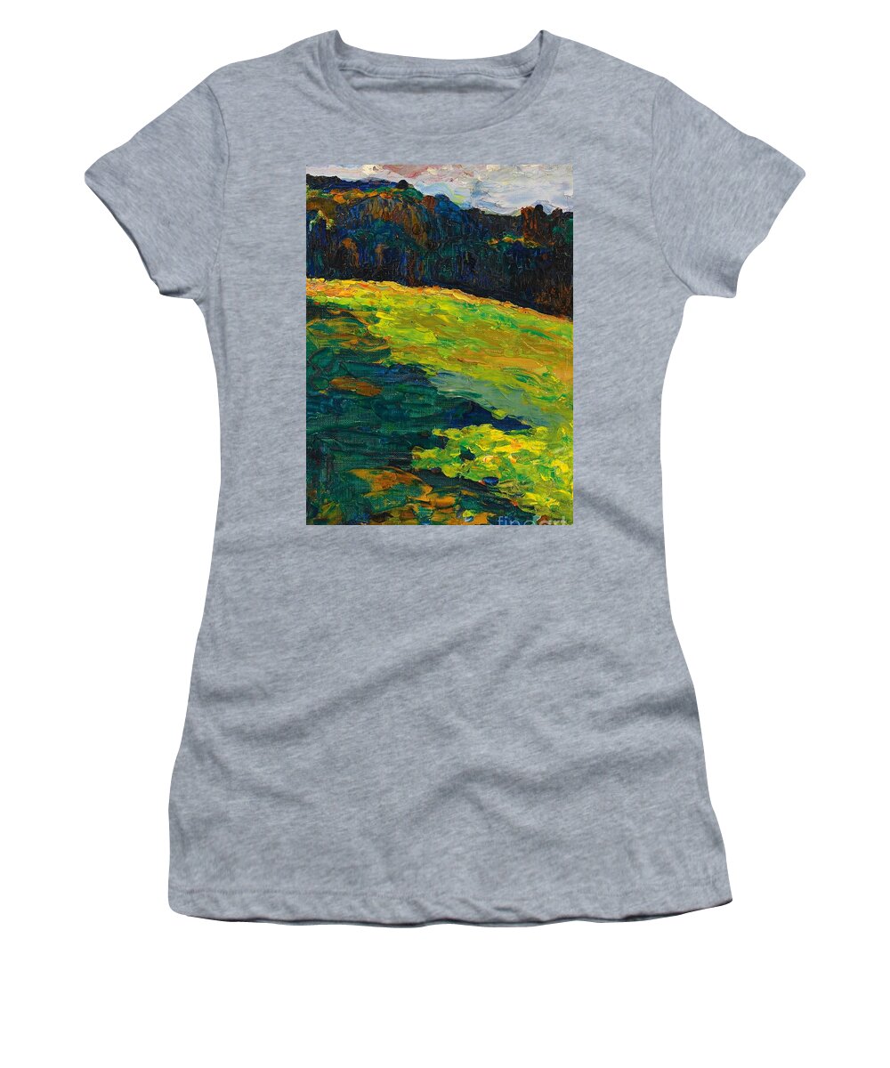 Kochel Women's T-Shirt featuring the painting Kochel - Mountain meadow at the edge of the forest 1902 by Wassily Kandinsky