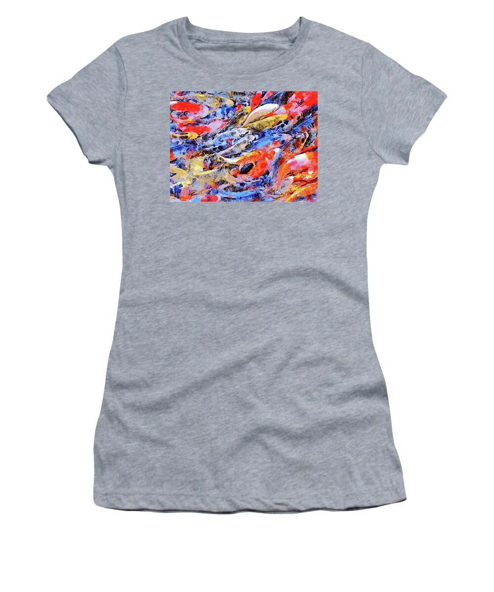Koi Women's T-Shirt featuring the painting Koi Fishies by Russ Harris