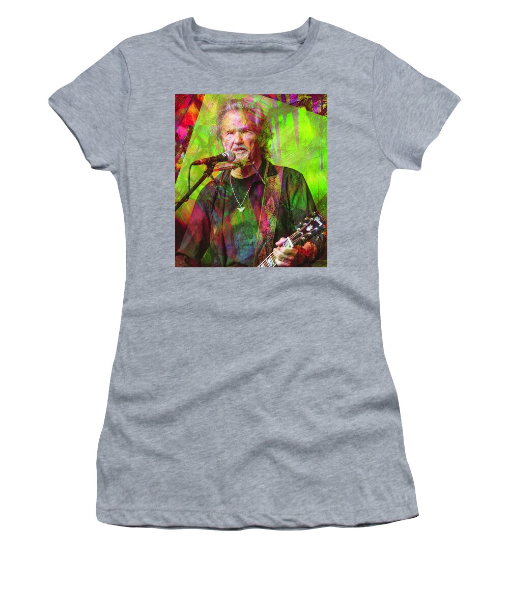 Kris Kristofferson Women's T-Shirt featuring the digital art Kris Kristofferson by Rob Hemphill