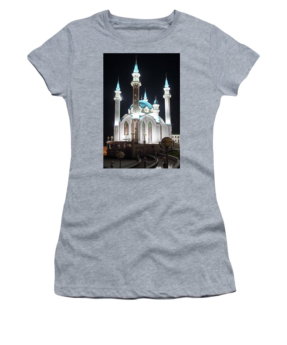 Kazan Women's T-Shirt featuring the photograph Kul Sharif Mosque At Night In Kazan by Mikhail Kokhanchikov