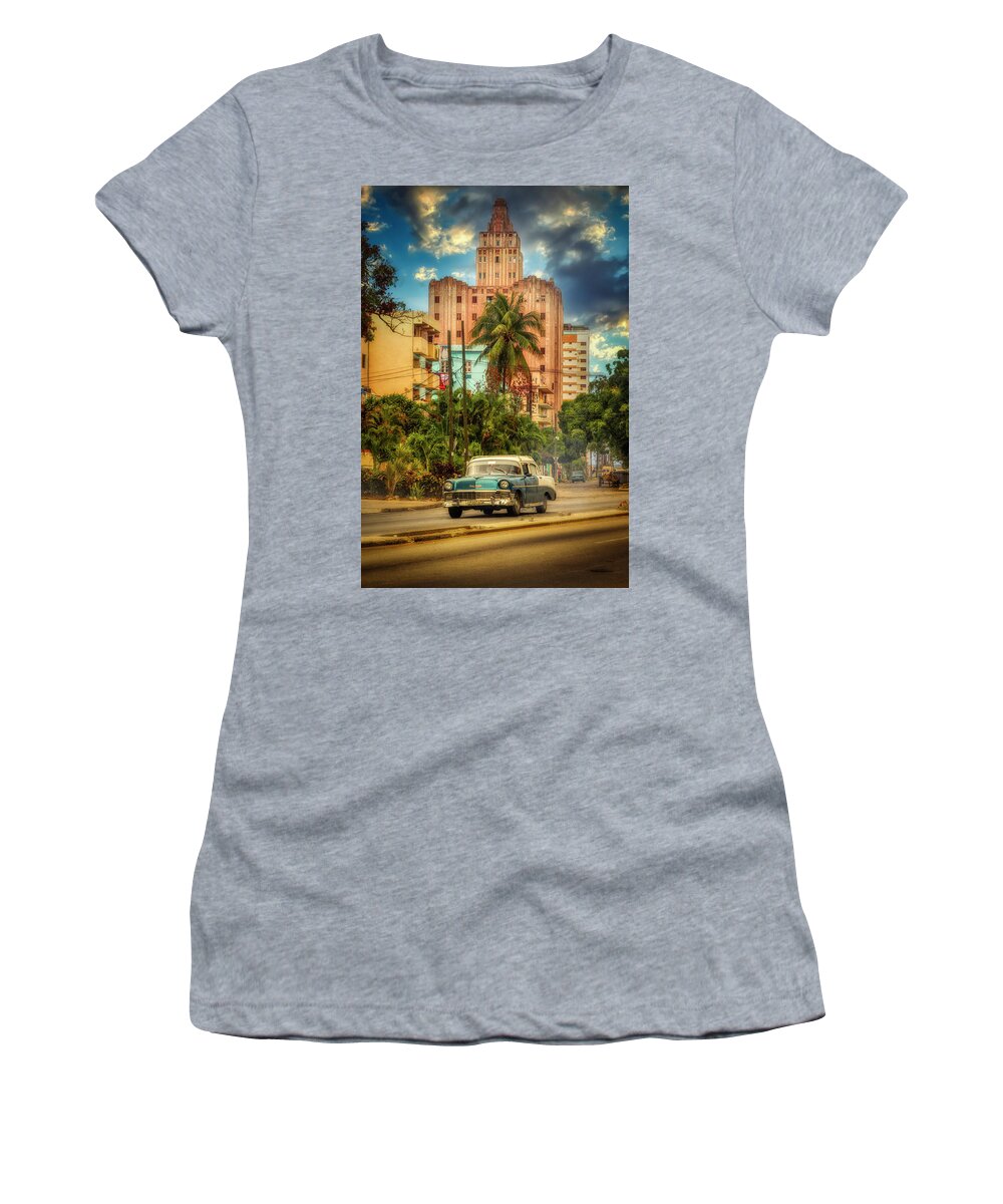 Pink And Blue Women's T-Shirt featuring the photograph La Colonial Tower, Havana, Cuba by Micah Offman