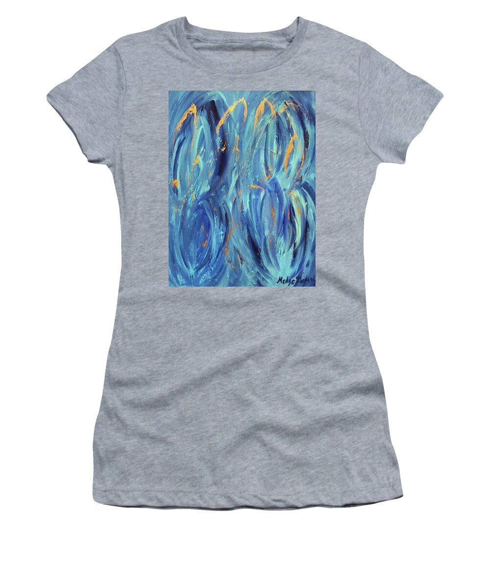 Blue Women's T-Shirt featuring the painting La dance des Anges by Medge Jaspan