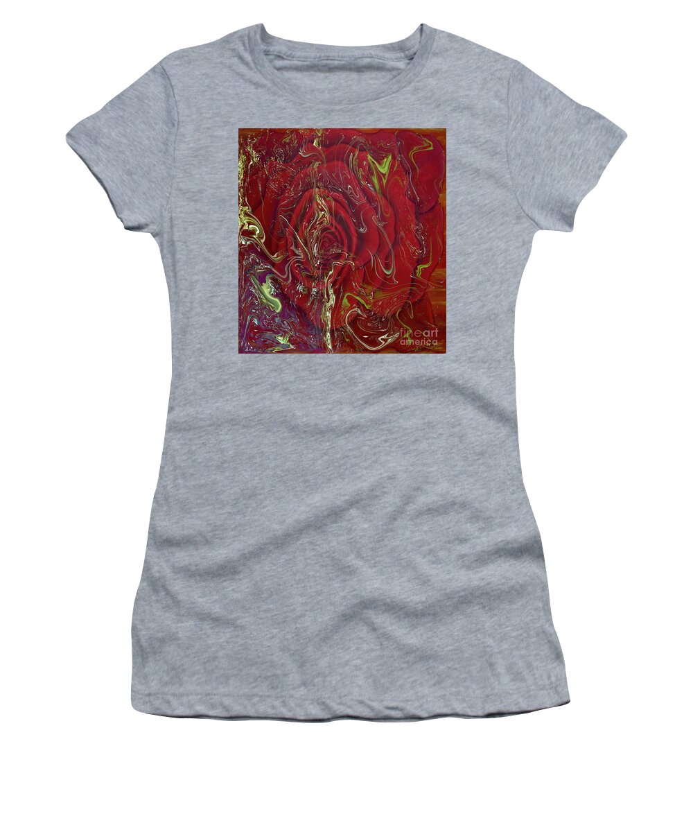 A-fine-art Women's T-Shirt featuring the painting La Mother Rose w/Gold by Catalina Walker