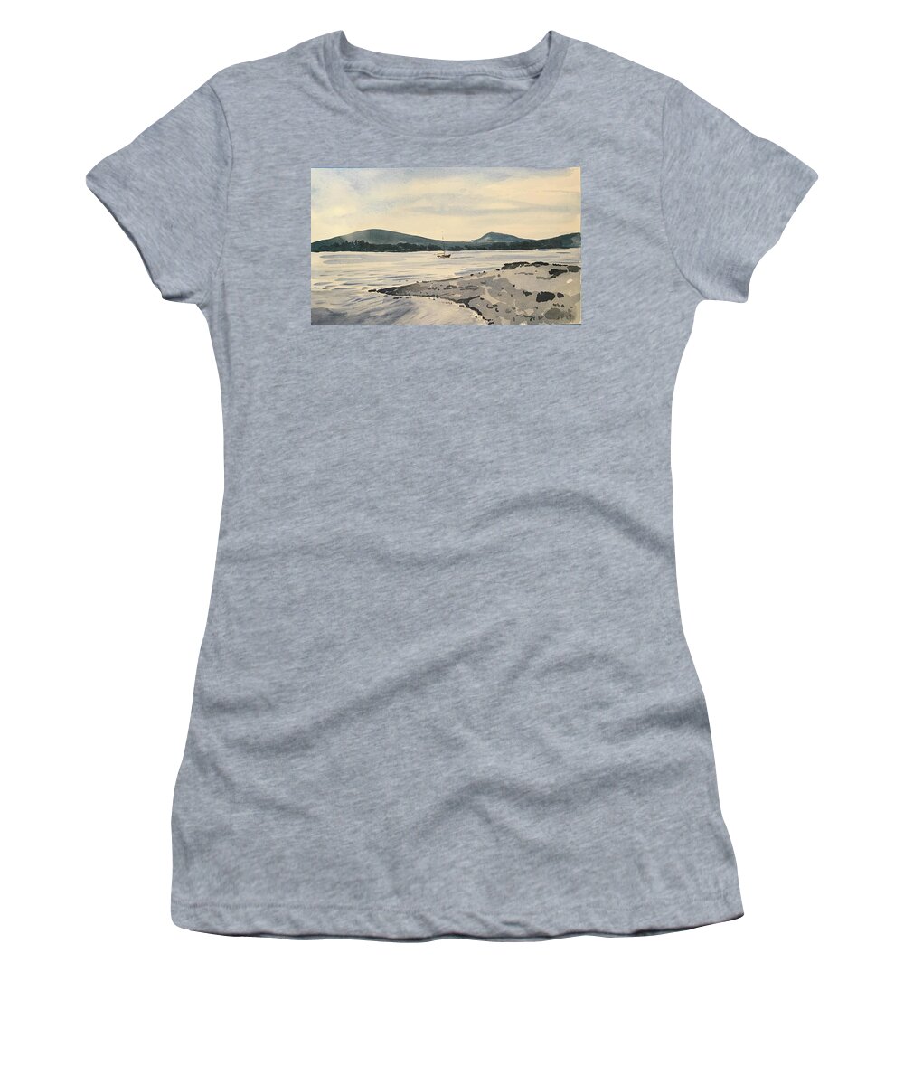 Maine Women's T-Shirt featuring the painting Lake Sailing by Robert Fugate
