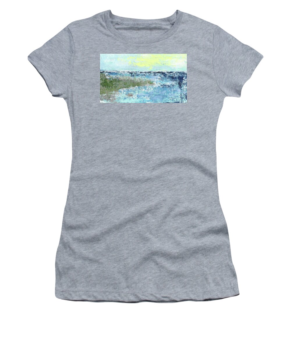 Impressionist Women's T-Shirt featuring the painting Lakescape 1 by Cheryl Rhodes
