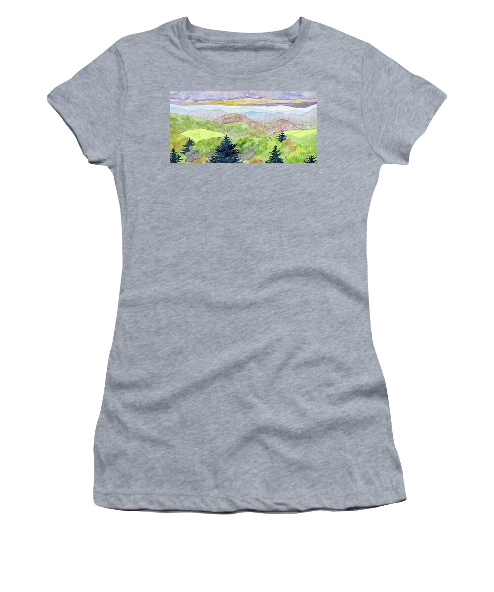 Watercolor Women's T-Shirt featuring the painting Landscape View by Anne Marie Brown