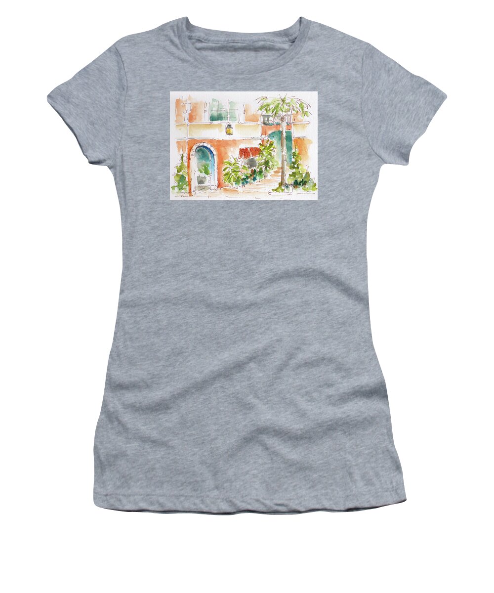 Impressionism Women's T-Shirt featuring the painting Las Olas Alcove Streetscene Fort Lauderdale by Pat Katz