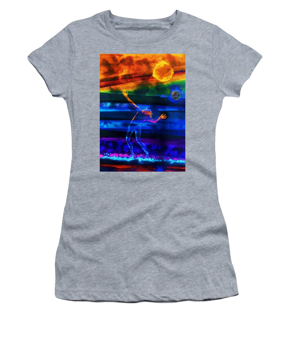 Sun Women's T-Shirt featuring the mixed media LAST DAYS of EARTH by Hartmut Jager