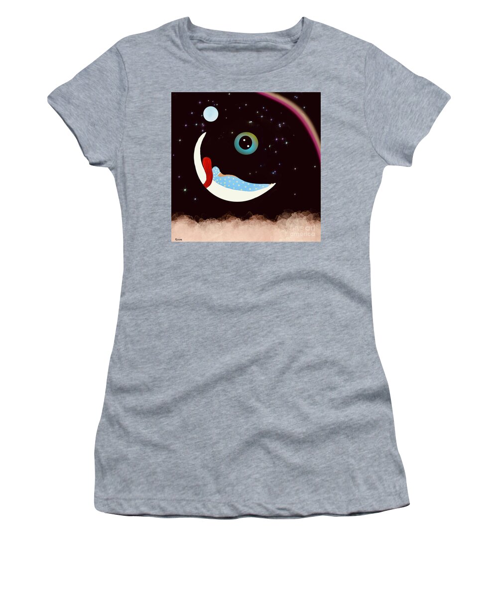 Moon Women's T-Shirt featuring the digital art Last night I spoke to the all knowing eye by Elaine Hayward