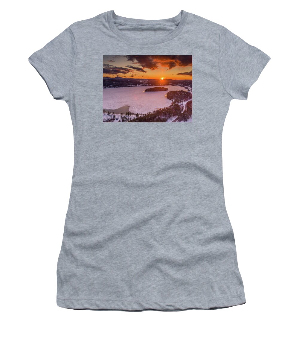 Ice Women's T-Shirt featuring the photograph Late Winter Sunset Island Pond, VT by John Rowe