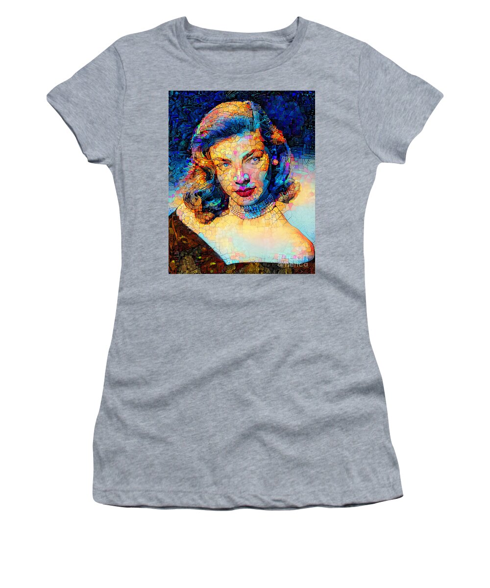 Wingsdomain Women's T-Shirt featuring the photograph Lauren Bacall in Contemporary Modern Art 20211205 by Wingsdomain Art and Photography