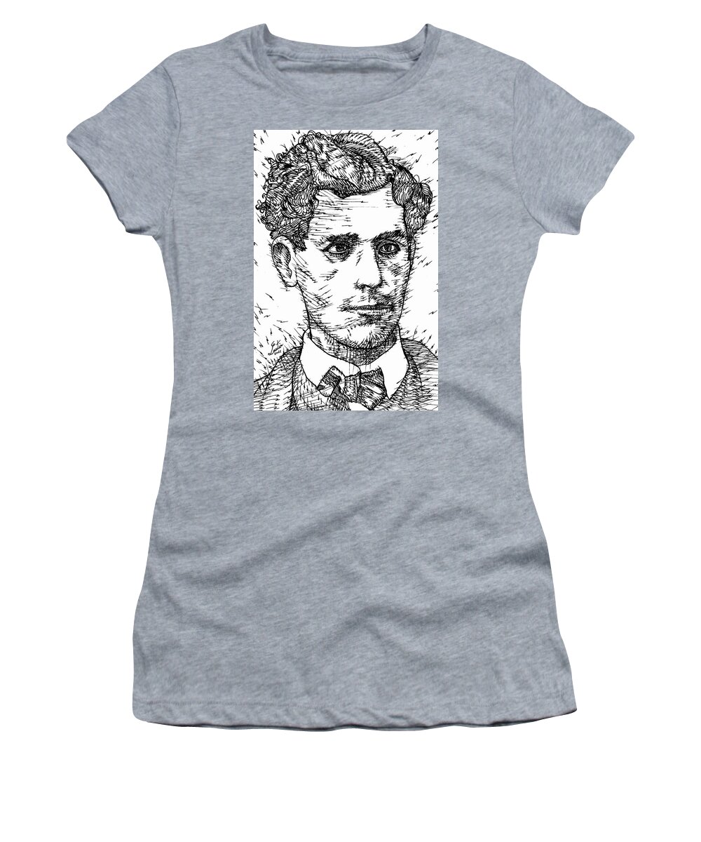 Lautreamont Women's T-Shirt featuring the drawing LAUTREAMONT ink portrait by Fabrizio Cassetta