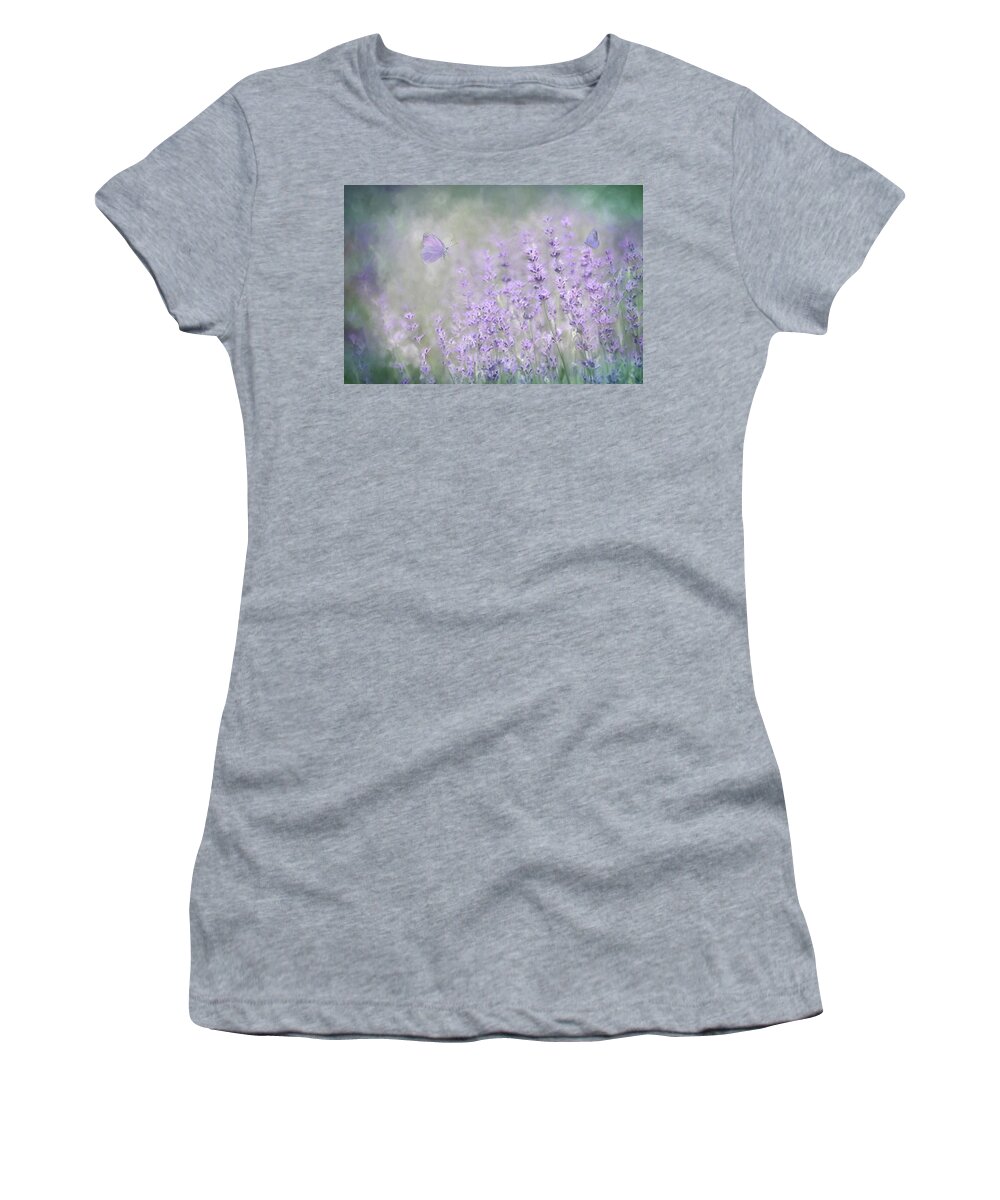 Lavender Women's T-Shirt featuring the mixed media Lavender Bliss by Lori Deiter