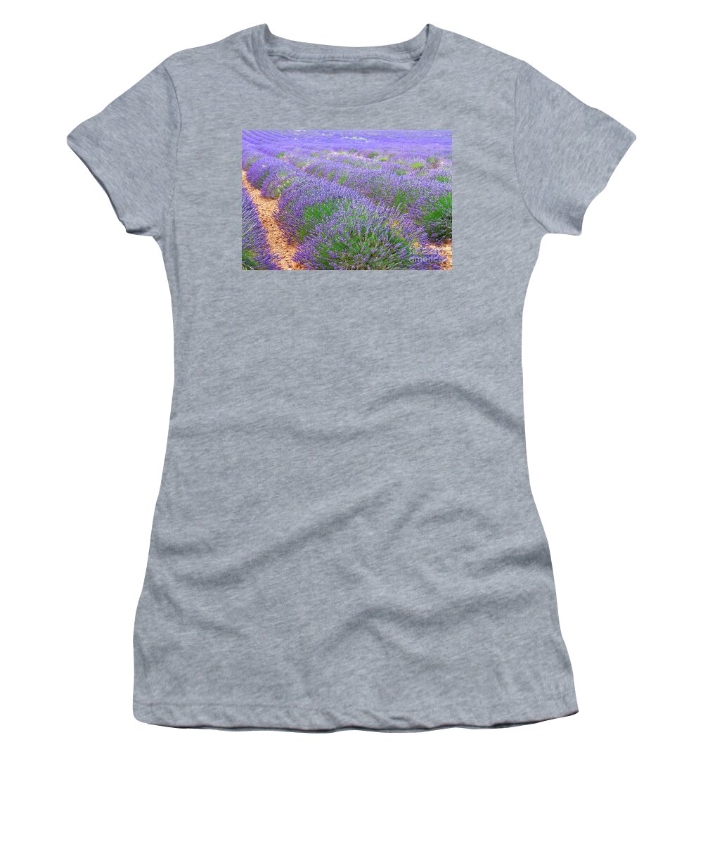 Lavender Women's T-Shirt featuring the photograph Lavender summer field by Anastasy Yarmolovich