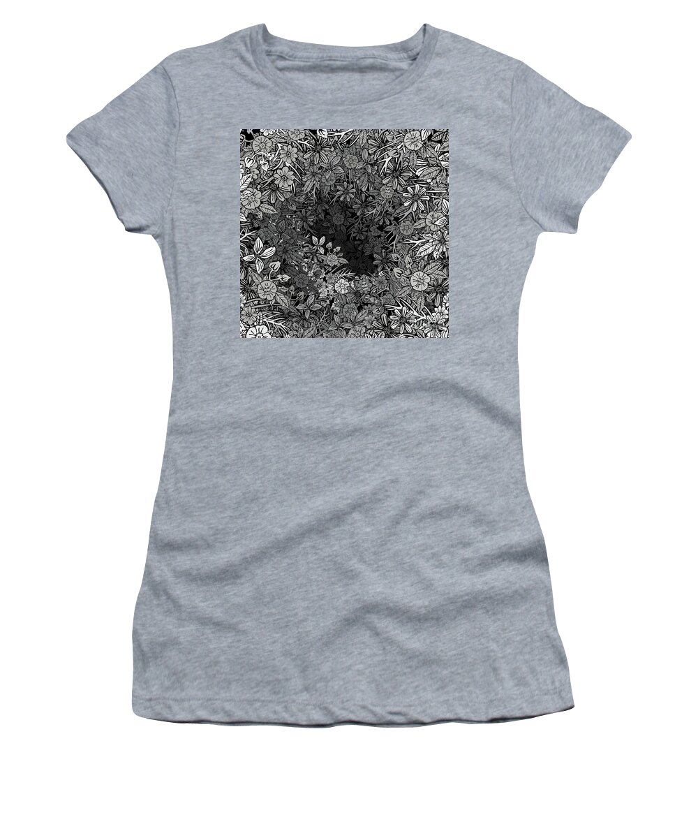 Black And White Women's T-Shirt featuring the drawing Le Floribond by BFA Prints